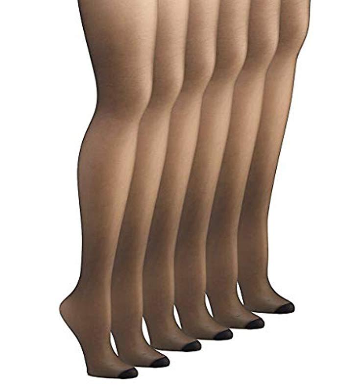 Hanes Control Top Reinforced Toe Pantyhose 6pack Lyst