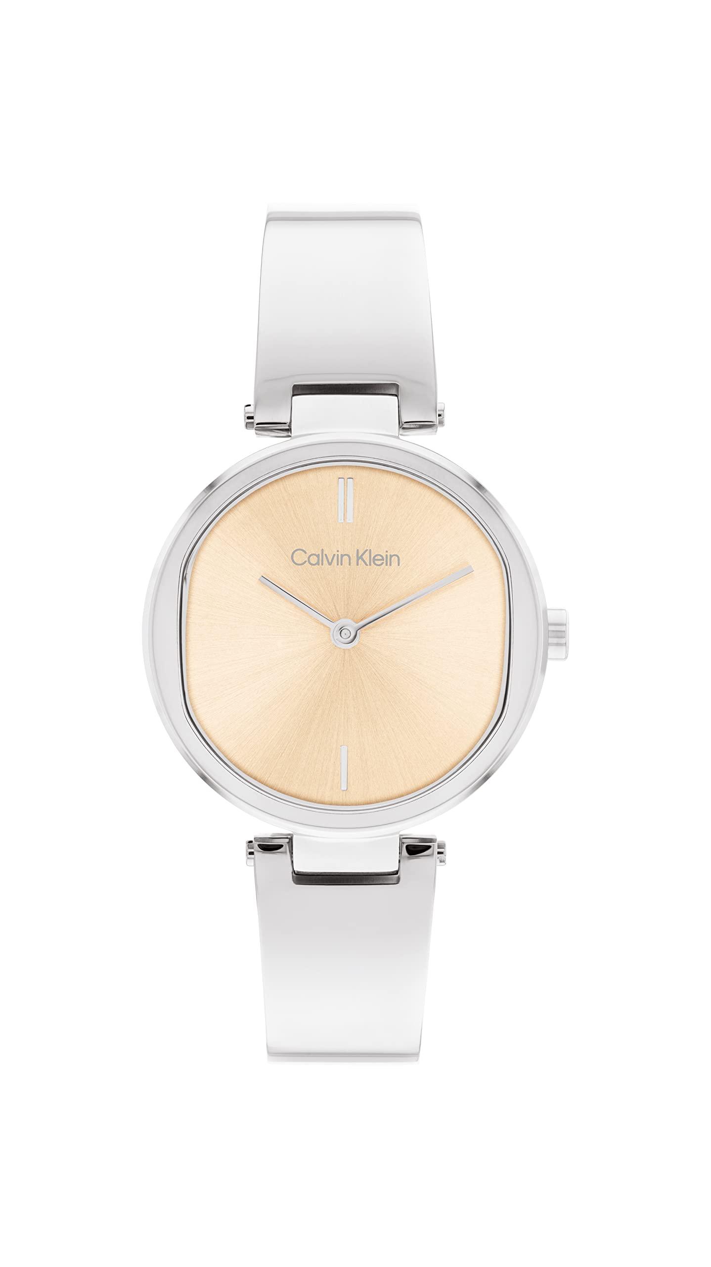 Calvin Klein Quartz 25200308 Ionic Plated Carnation Gold Steel And Bangle  Bracelet Watch in White | Lyst