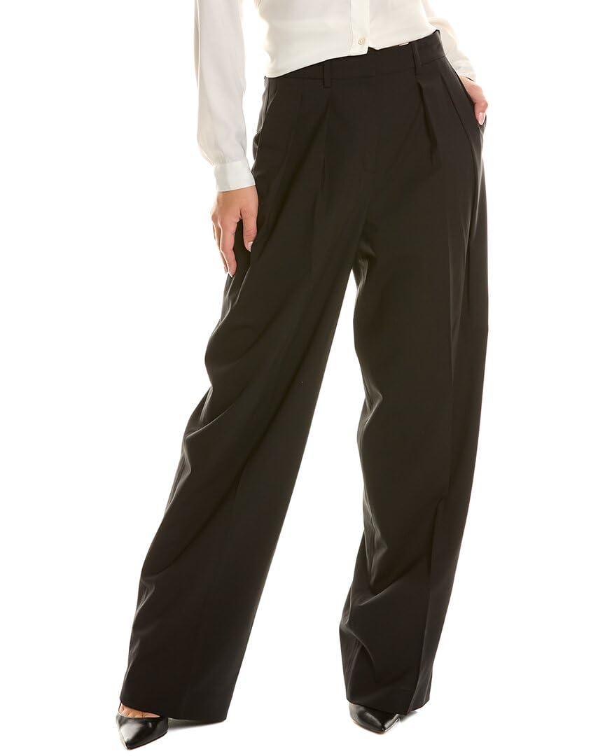 Theory Pleat Wool-blend Pant in Black | Lyst