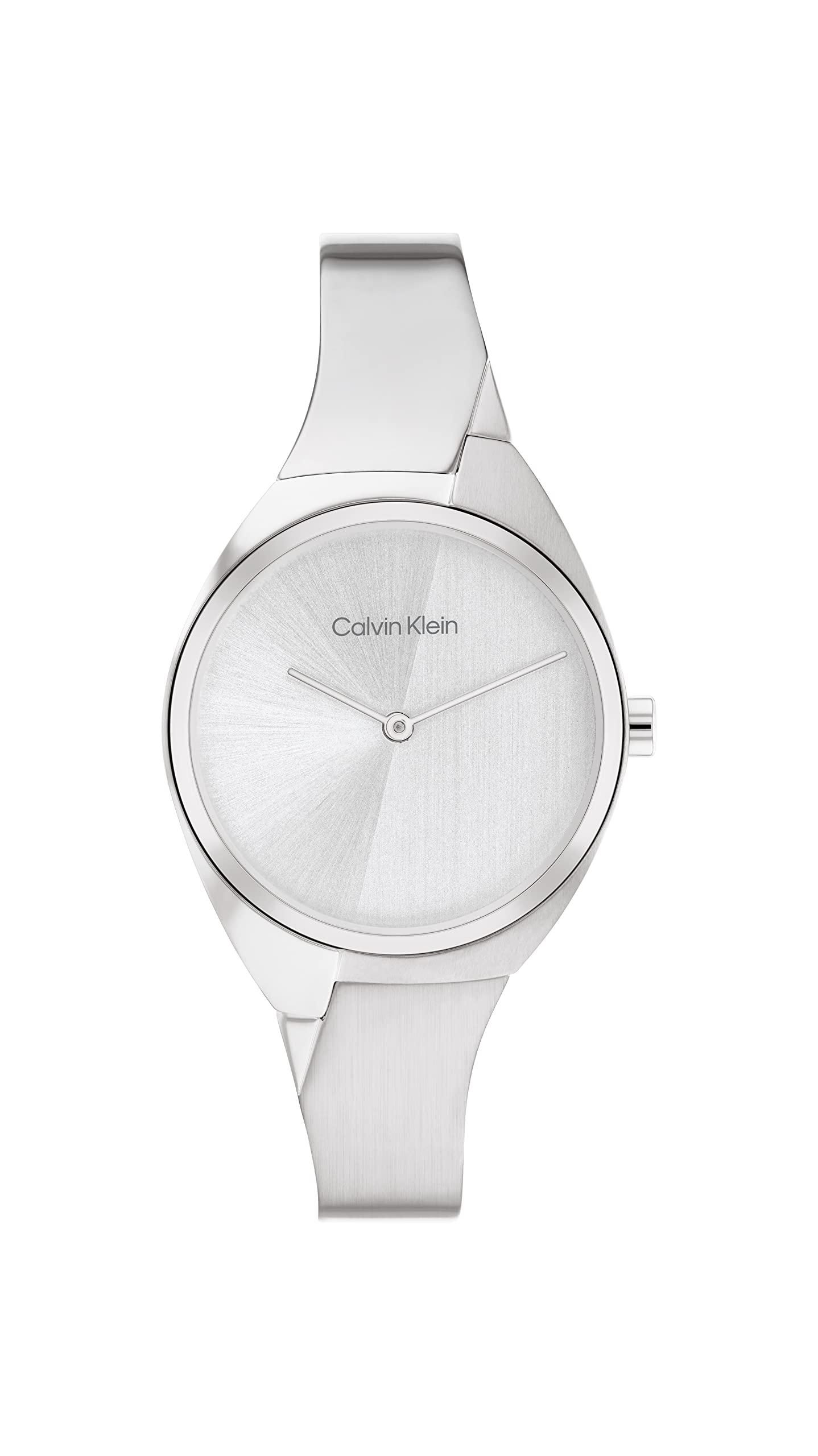 Calvin Klein Quartz Stainless Steel Case And Bangle Bracelet Watch in White  | Lyst