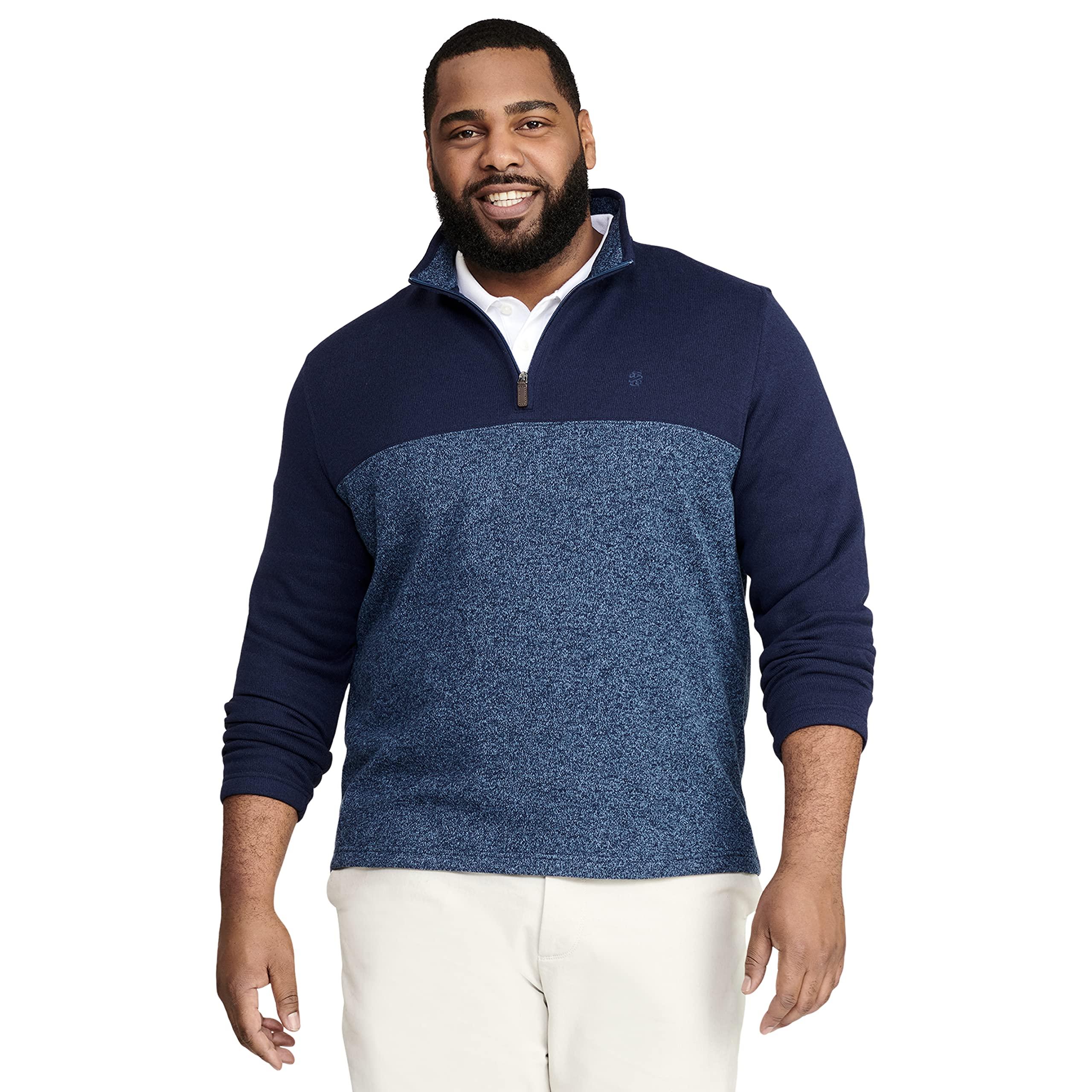 Izod Big & Tall Big Advantage Performance Quarter Zip Sweater Fleece Solid  Pullover in Blue for Men | Lyst