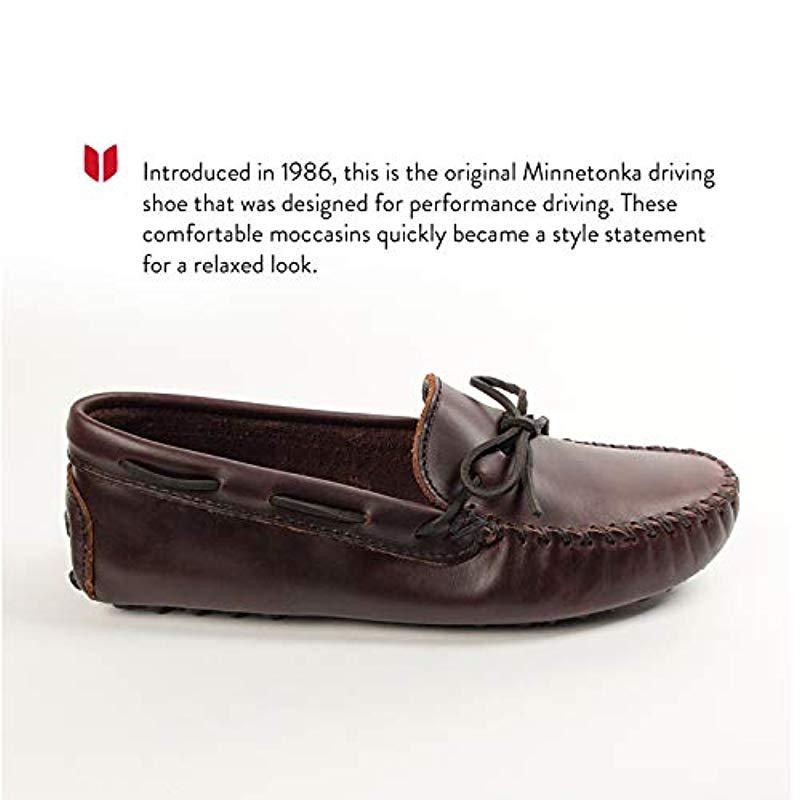 Minnetonka Leather Original Cowhide Driving Moccasin In Brown For