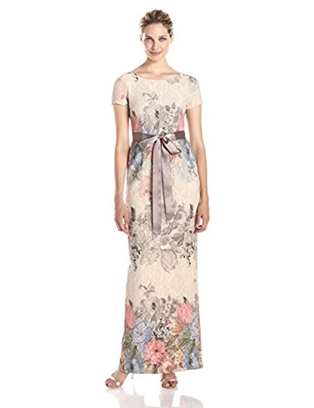 Adrianna Papell Matelasse Column Gown in Metallic - Lyst