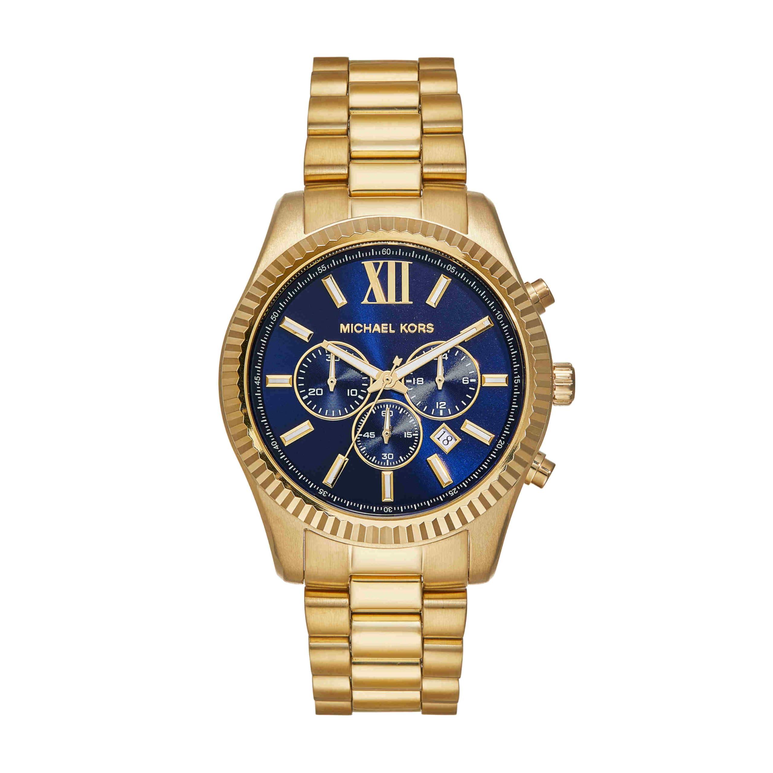 Michael Kors Lexington Chronograph Gold-tone Stainless Steel Watch in  Metallic for Men | Lyst
