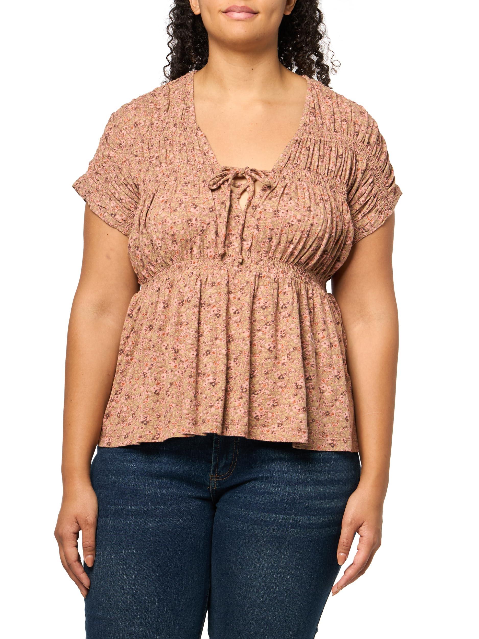 Lucky Brand Women's Plus Size Lucky Graphic TEE, Blue, 1X