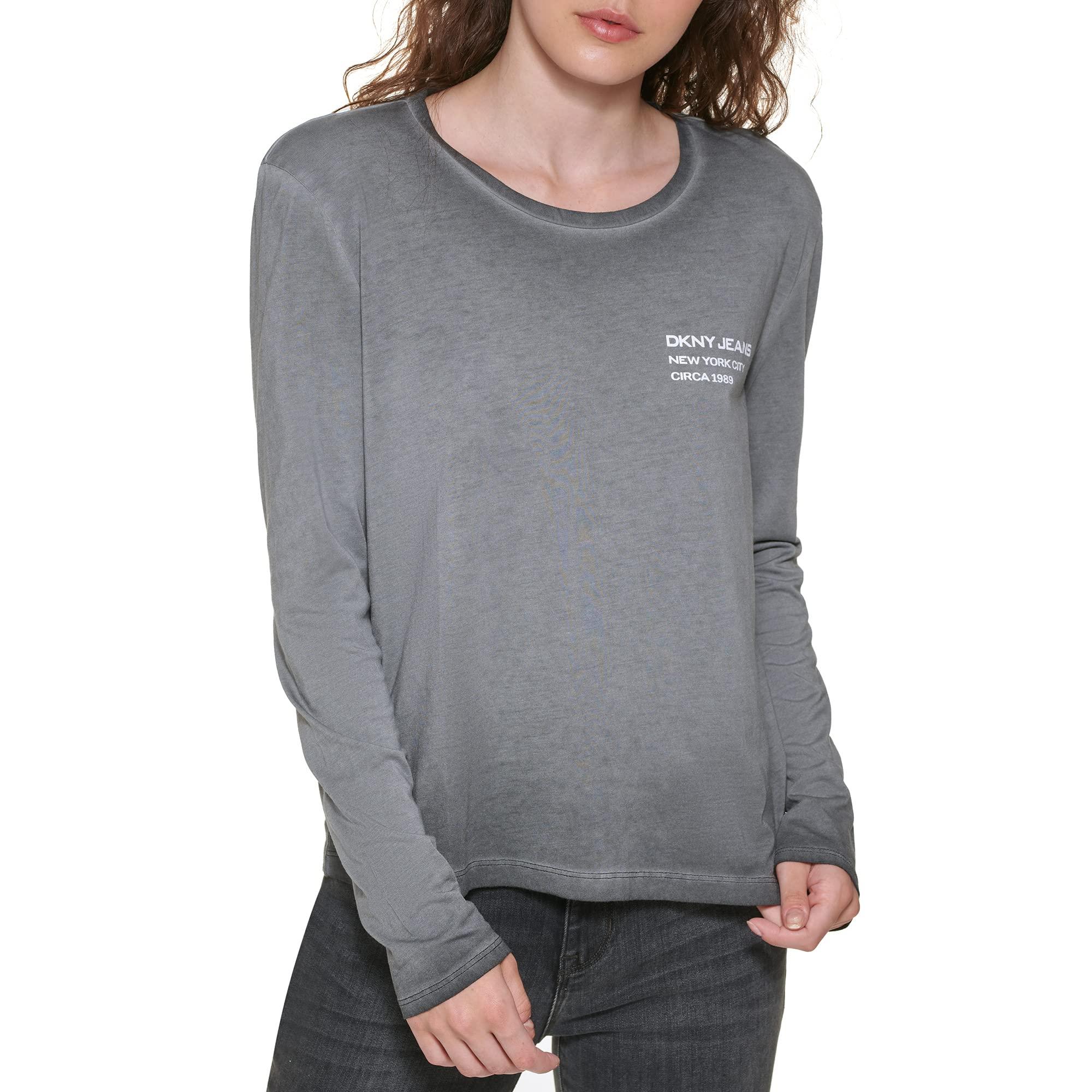 DKNY Sleeve Simple Logo Print Sweatshirt in Gray | Lyst