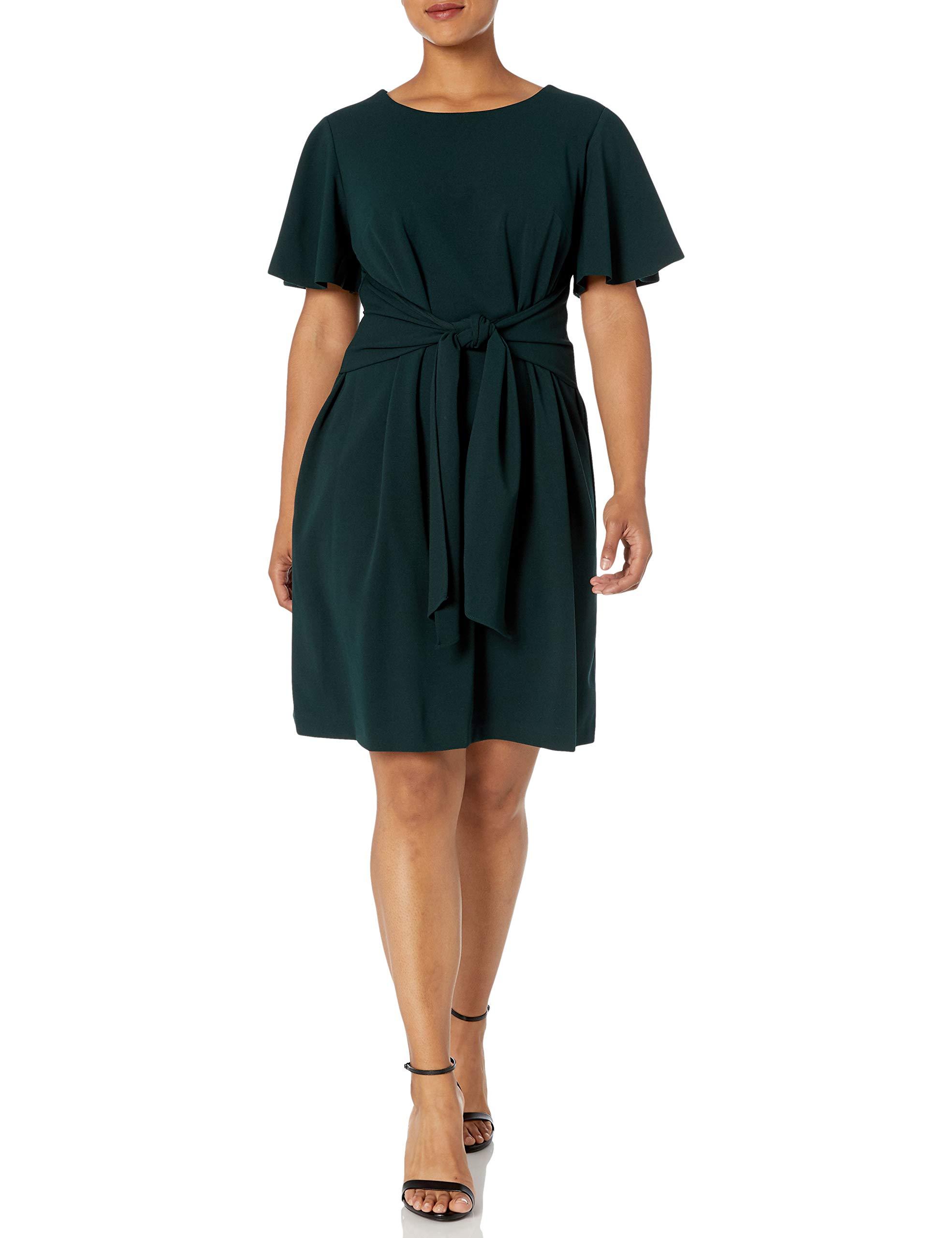 Donna Morgan Plus Size Tie Front Crepe Dress in Green - Lyst