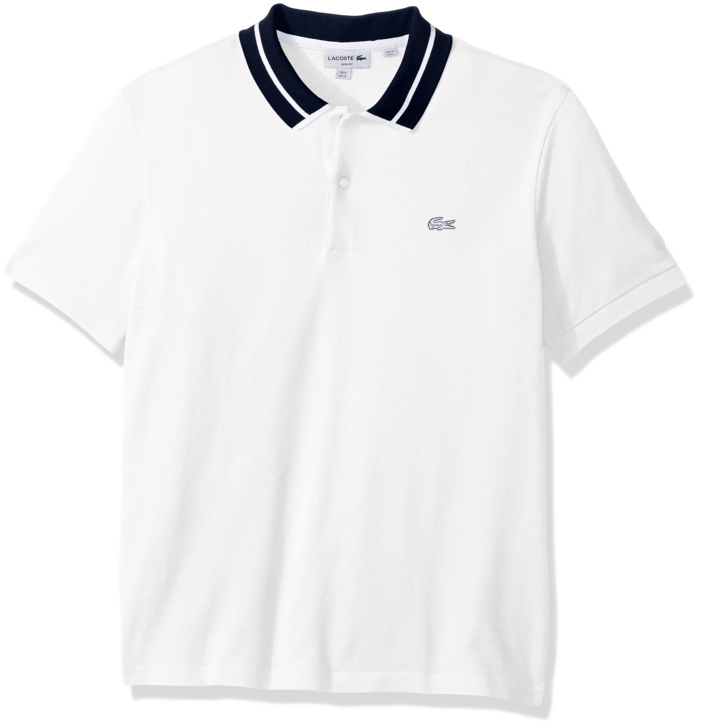 Lacoste Mens Short Sleeve 3 Plys Heavy Pique Polo with White Outline Croc 