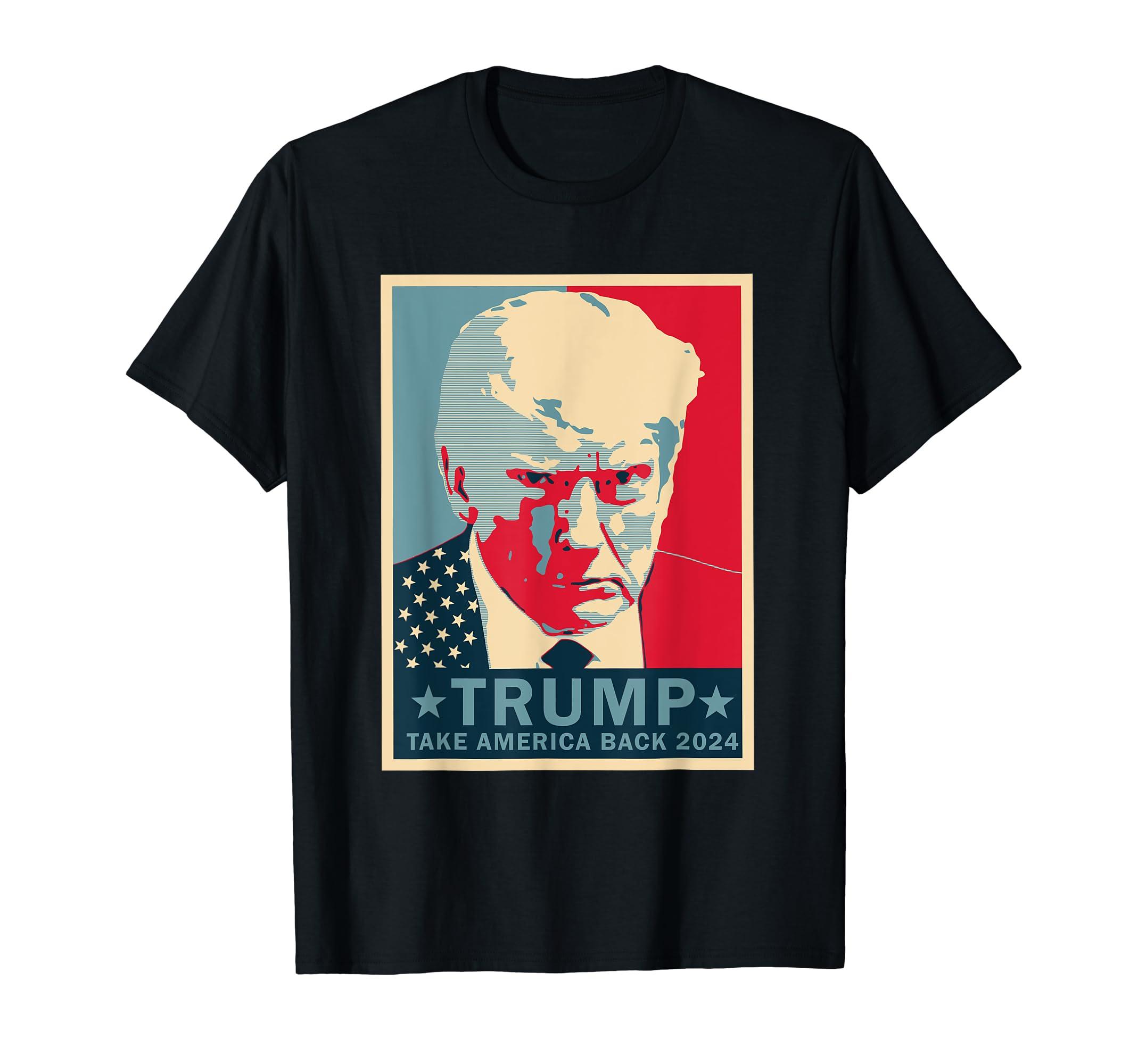 Caterpillar Trump Mug Shot 2024 Trump Take America Back Tshirt in