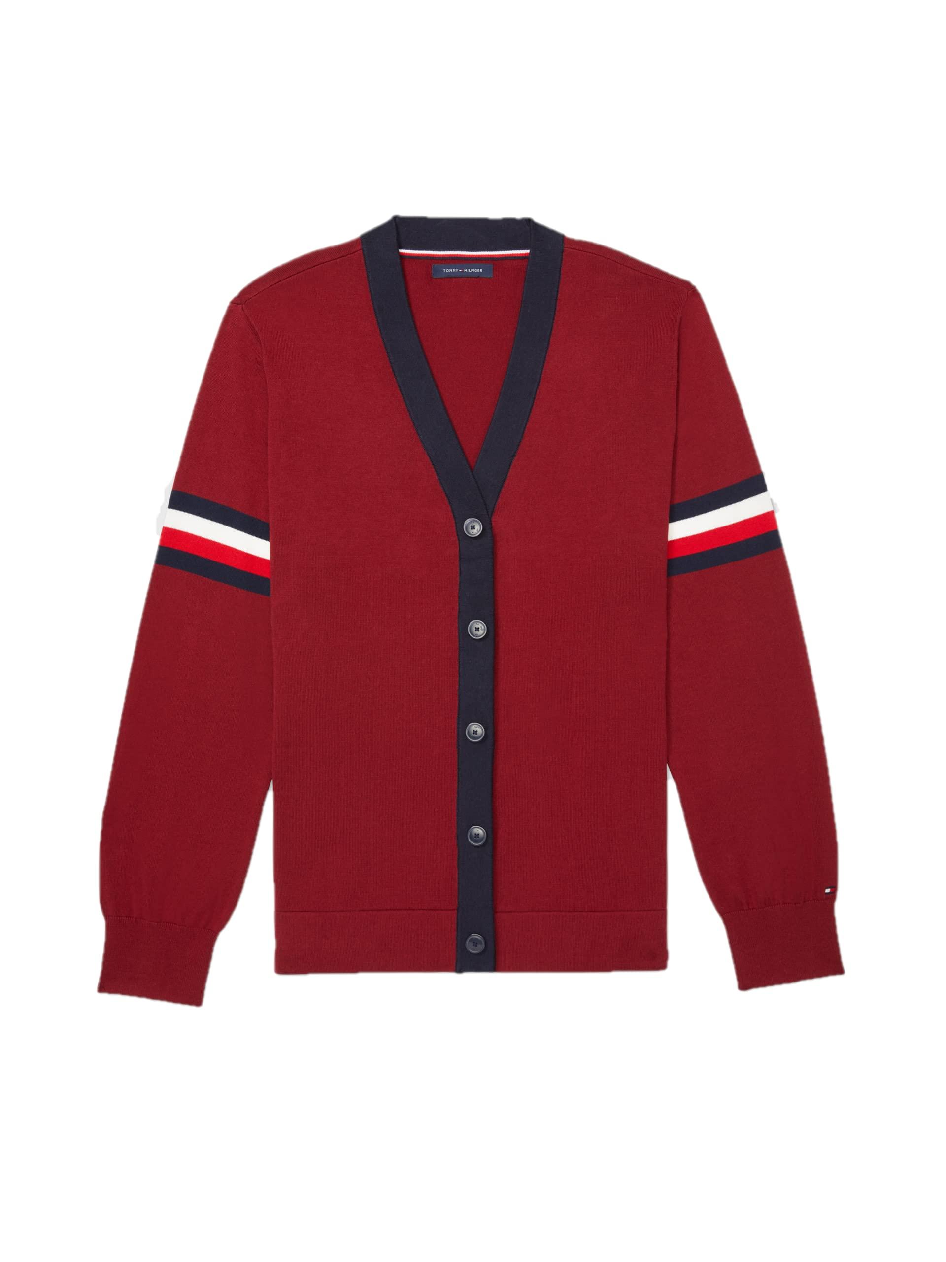 Tommy Hilfiger Adaptive Logo Stripe Cardigan With Magnetic Closure in Red  for Men | Lyst