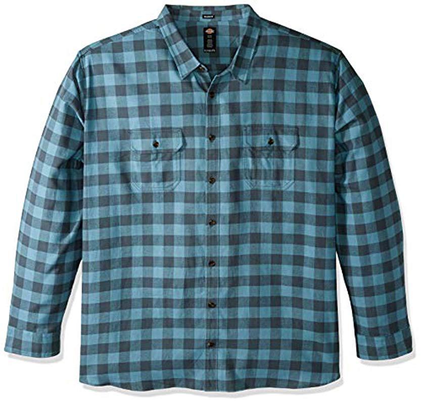 Dickies Long Sleeve Relaxed Fit Flannel Shirt Bigtall 6x in Blue for