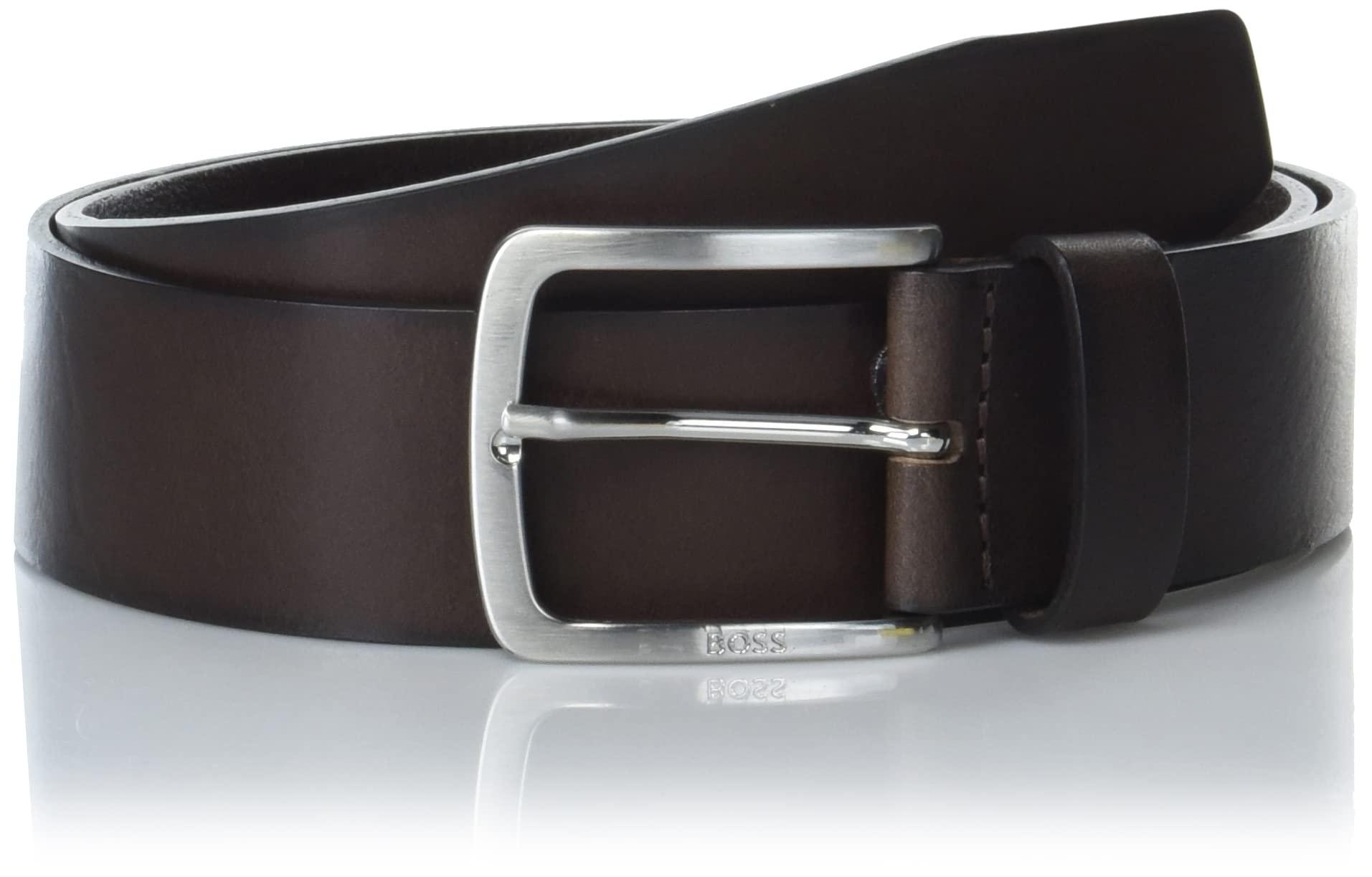 BOSS by HUGO BOSS Boss Round Silver Buckle Smooth Leather Belt in Brown for  Men | Lyst