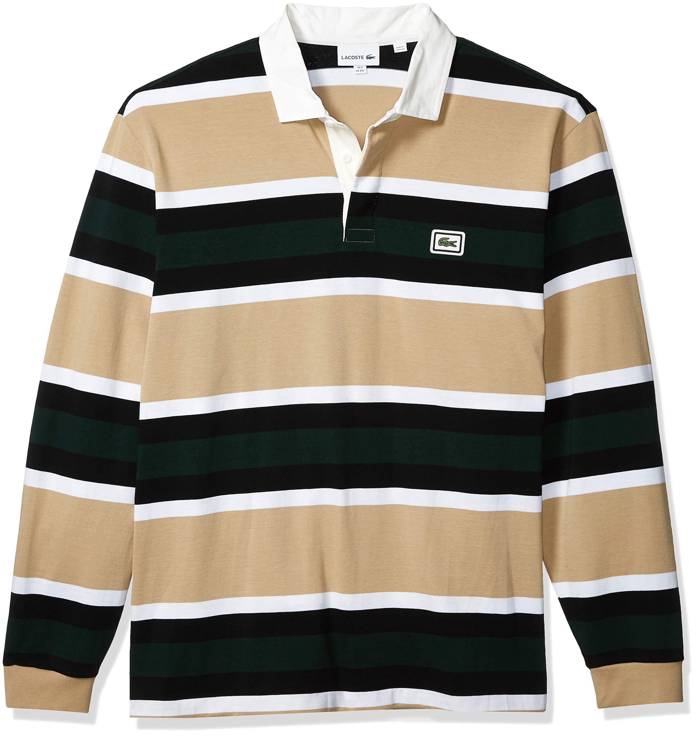 lacoste striped long sleeve polo