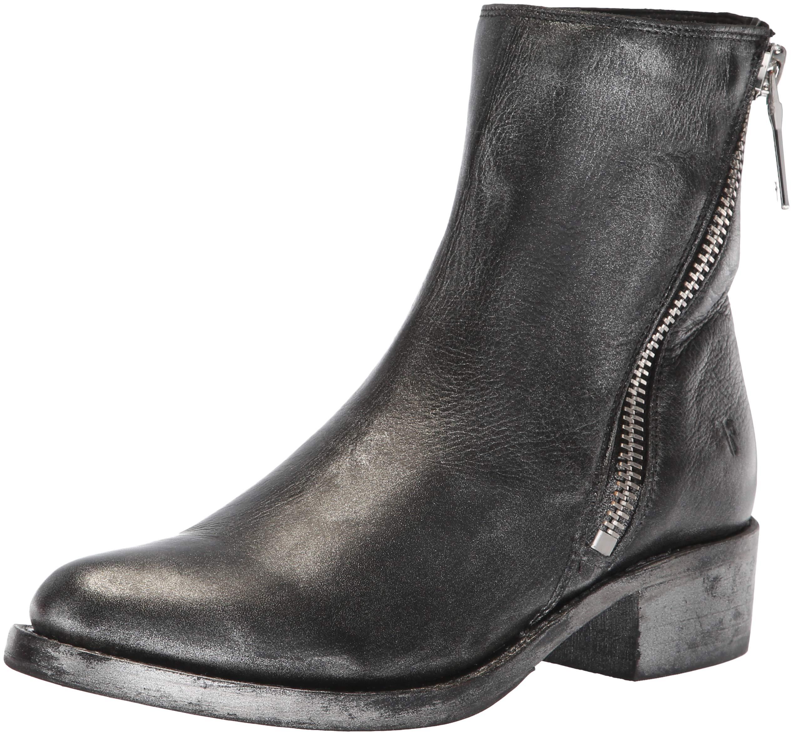 Frye Leather Demi Zip Bootie Ankle Boot in Black Metallic Leather ...