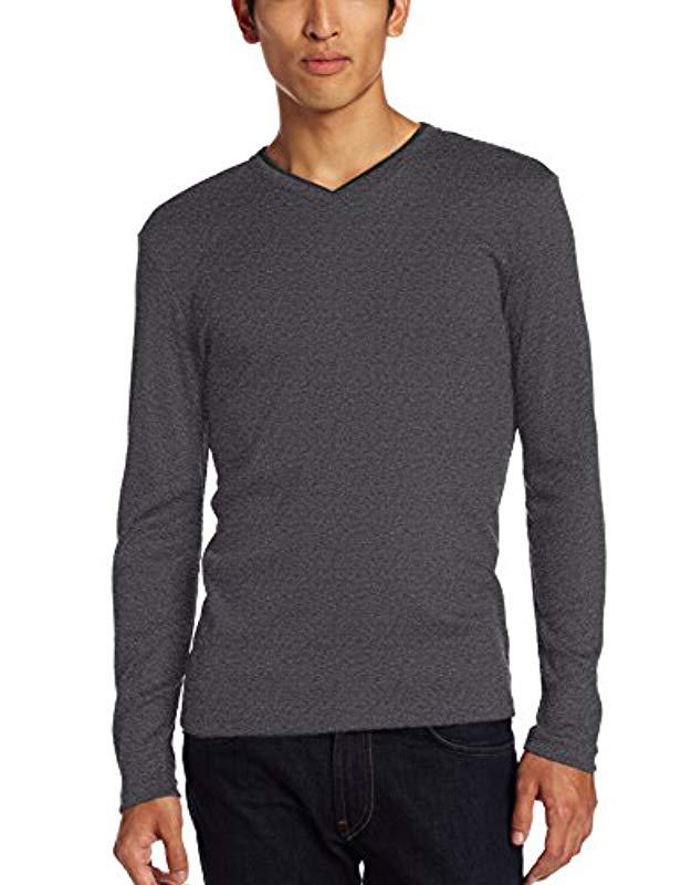 Calvin Klein Long Sleeve Rib Knit T-shirt in Gray for Men | Lyst