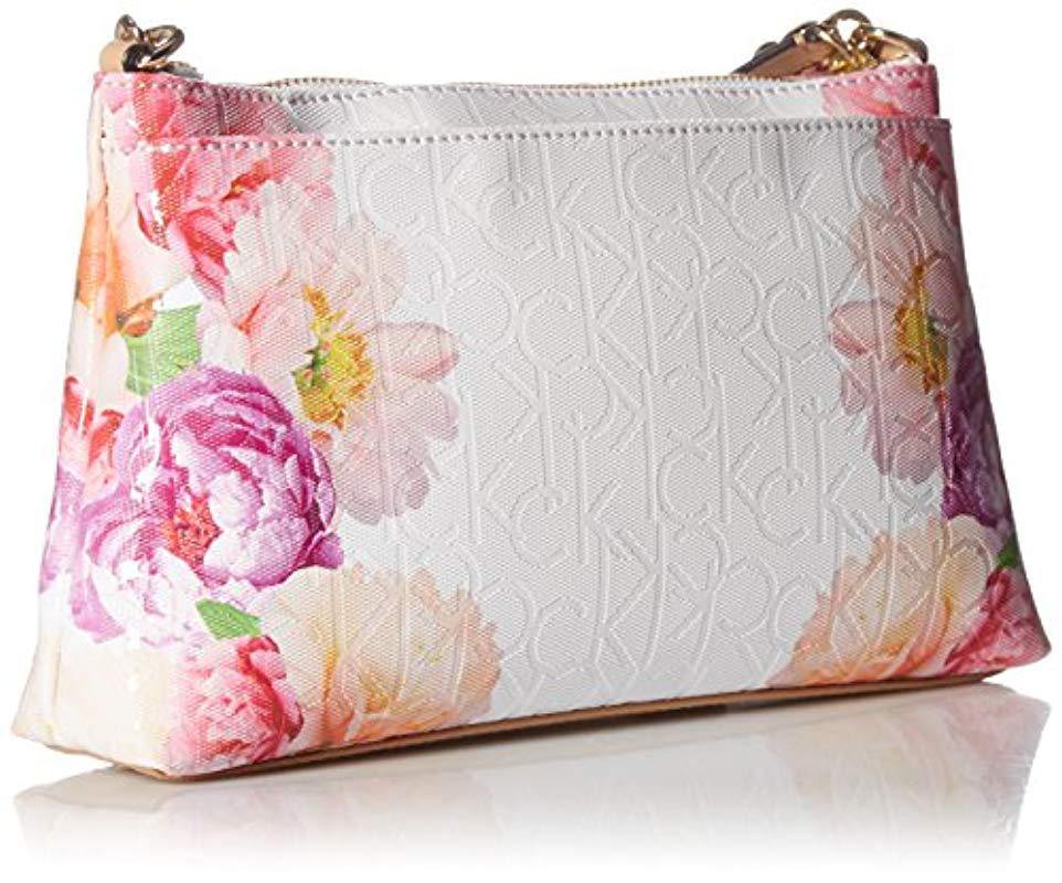 calvin klein white floral purse