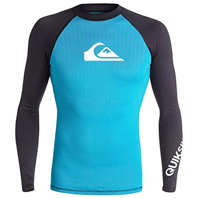 Quiksilver All Time Long Sleeve Rashguard Swim Shirt Upf 50+ in Blue ...