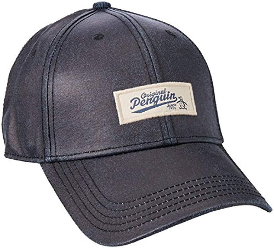 Original Penguin Waxed Fabric Baseball Cap in Dark Sapphire (Blue) for