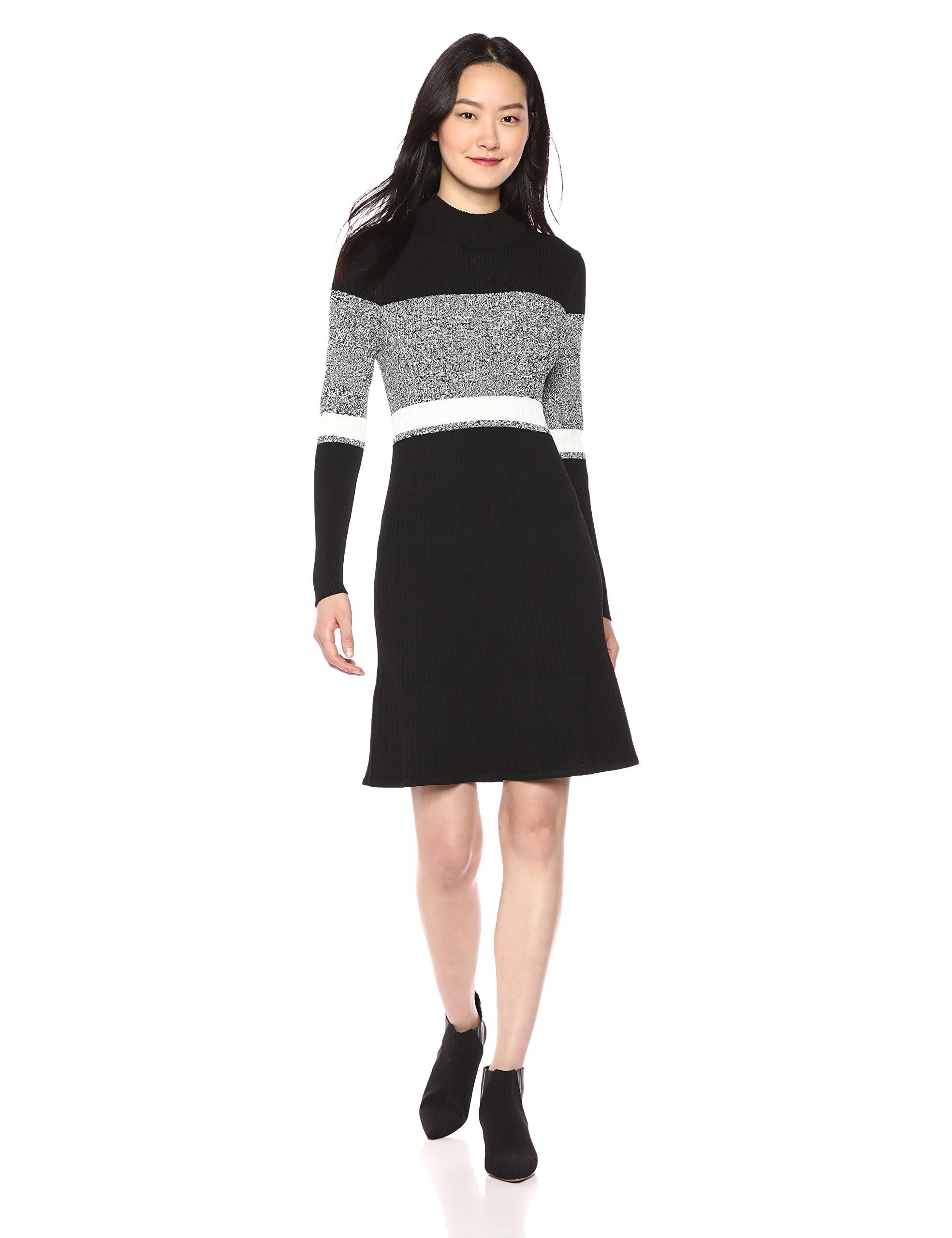 black and white striped calvin klein dress