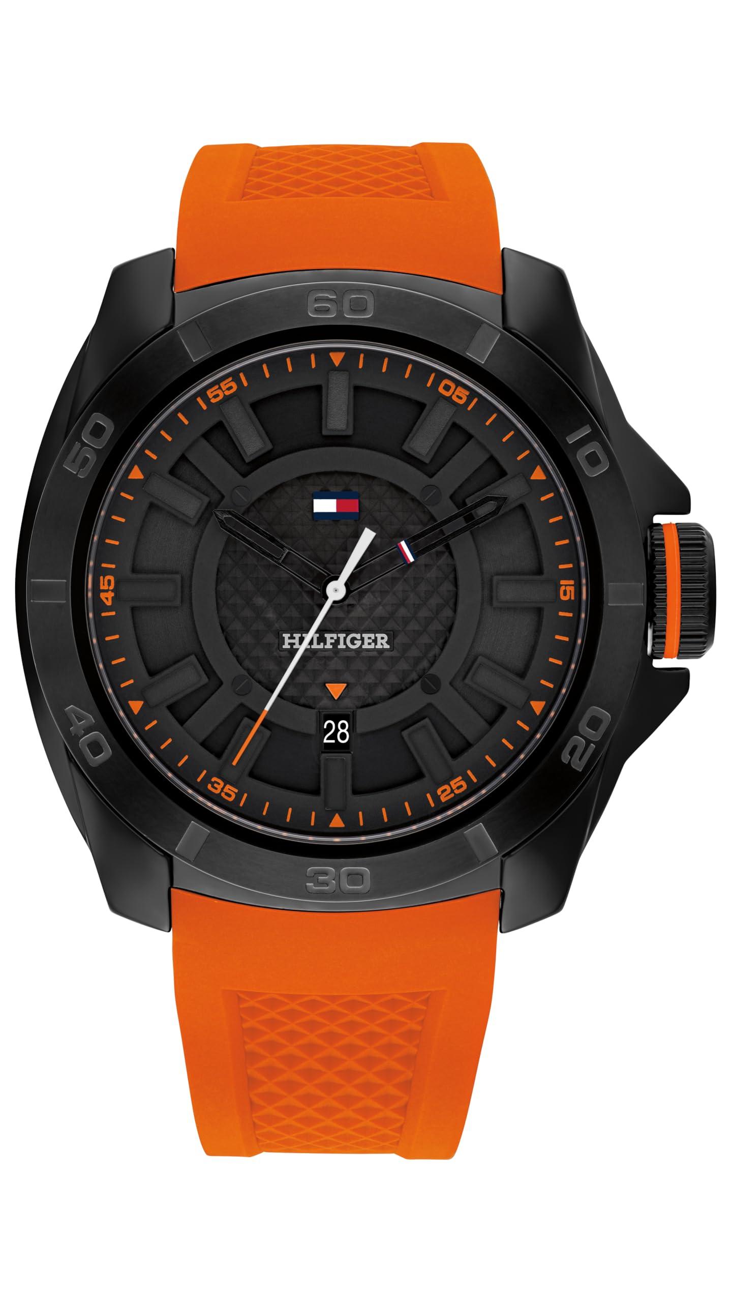 Tommy Hilfiger 3h Quartz Watch Durable Silicone Wristwatch For