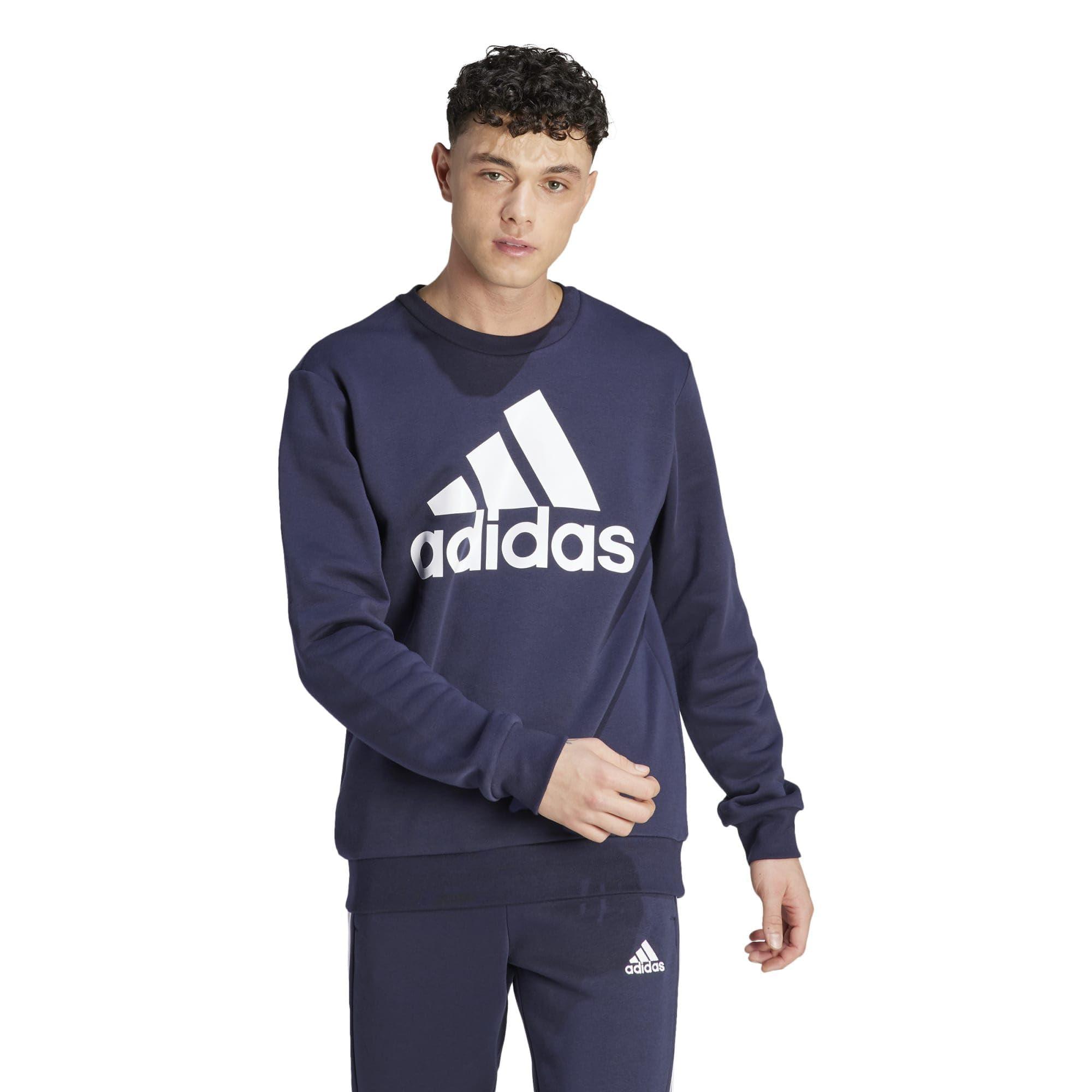adidas Essentials Fleece Big Logo Sweatshirt in Blue for Men | Lyst