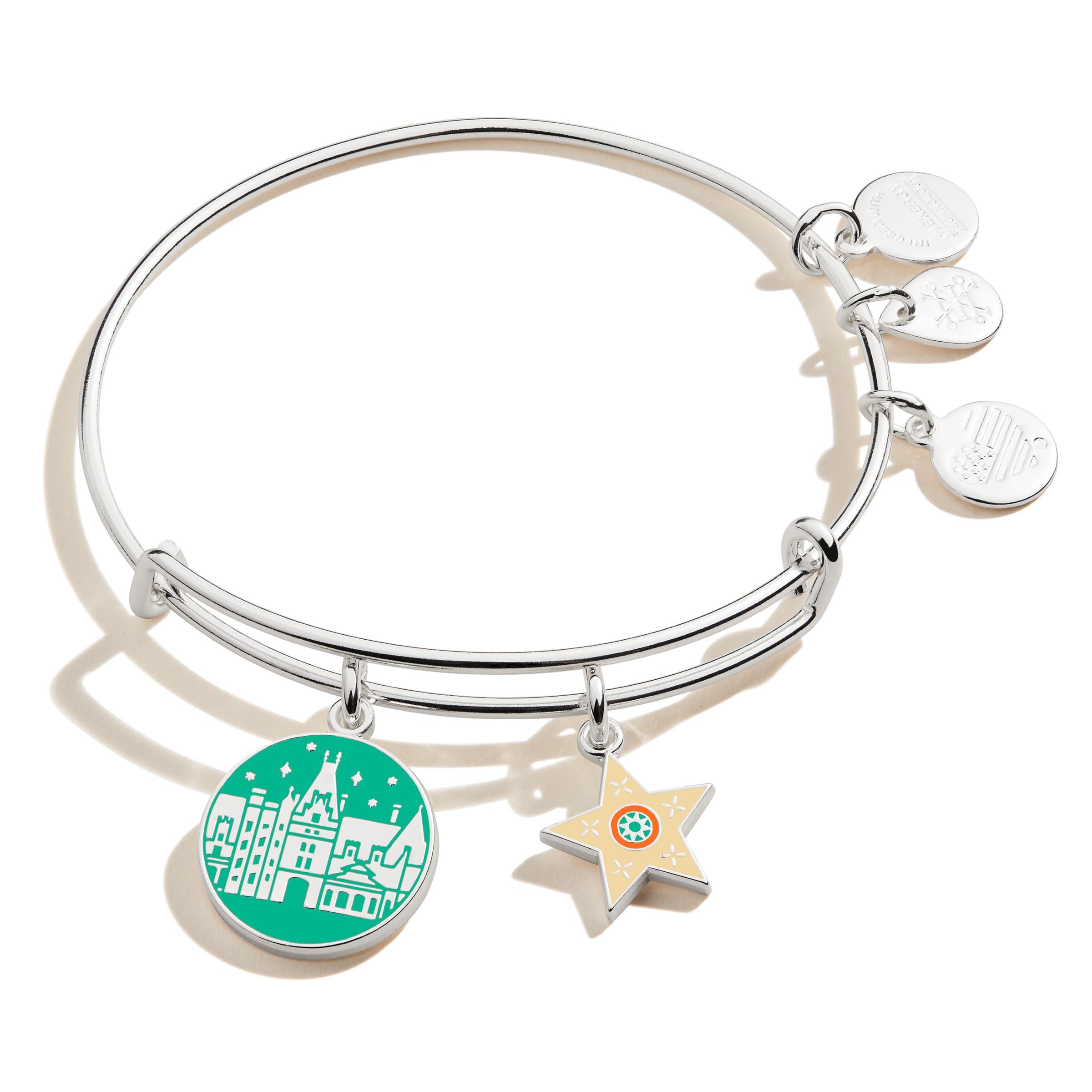 alex and ani Shiny Silver As20ebholbltssbiltmore Estate Holiday Duo Charm Expandable Bangle Braceletshiny Silvergreen