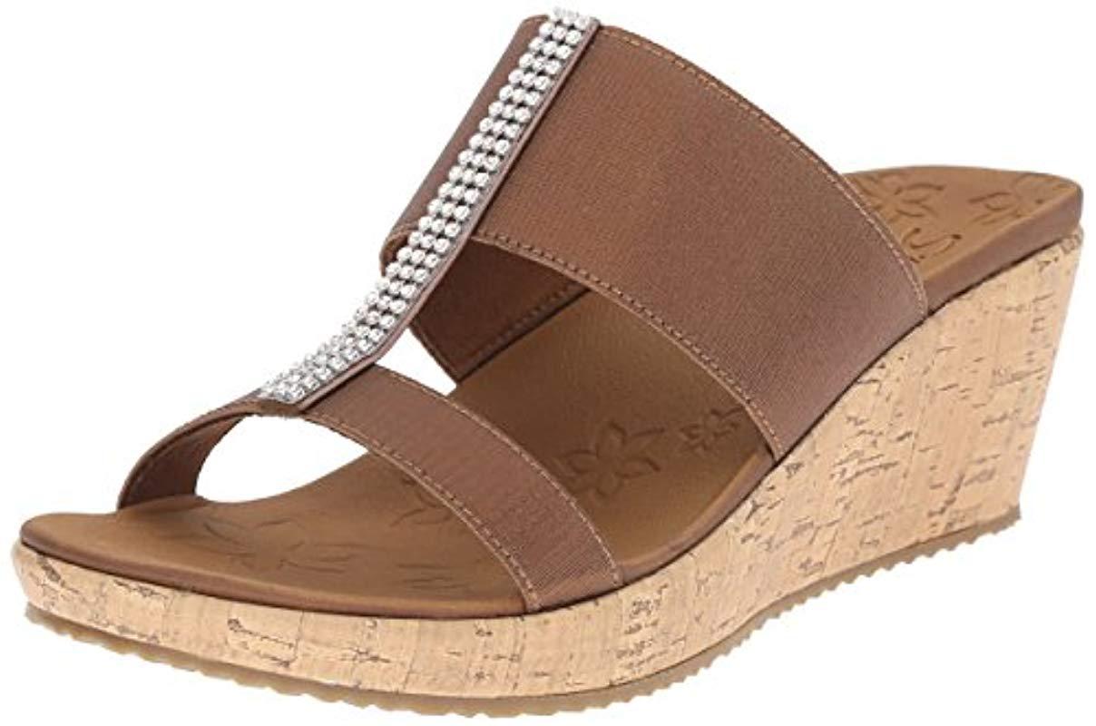 Skechers Cali Beverlee Wedge Sandal in Brown - Lyst