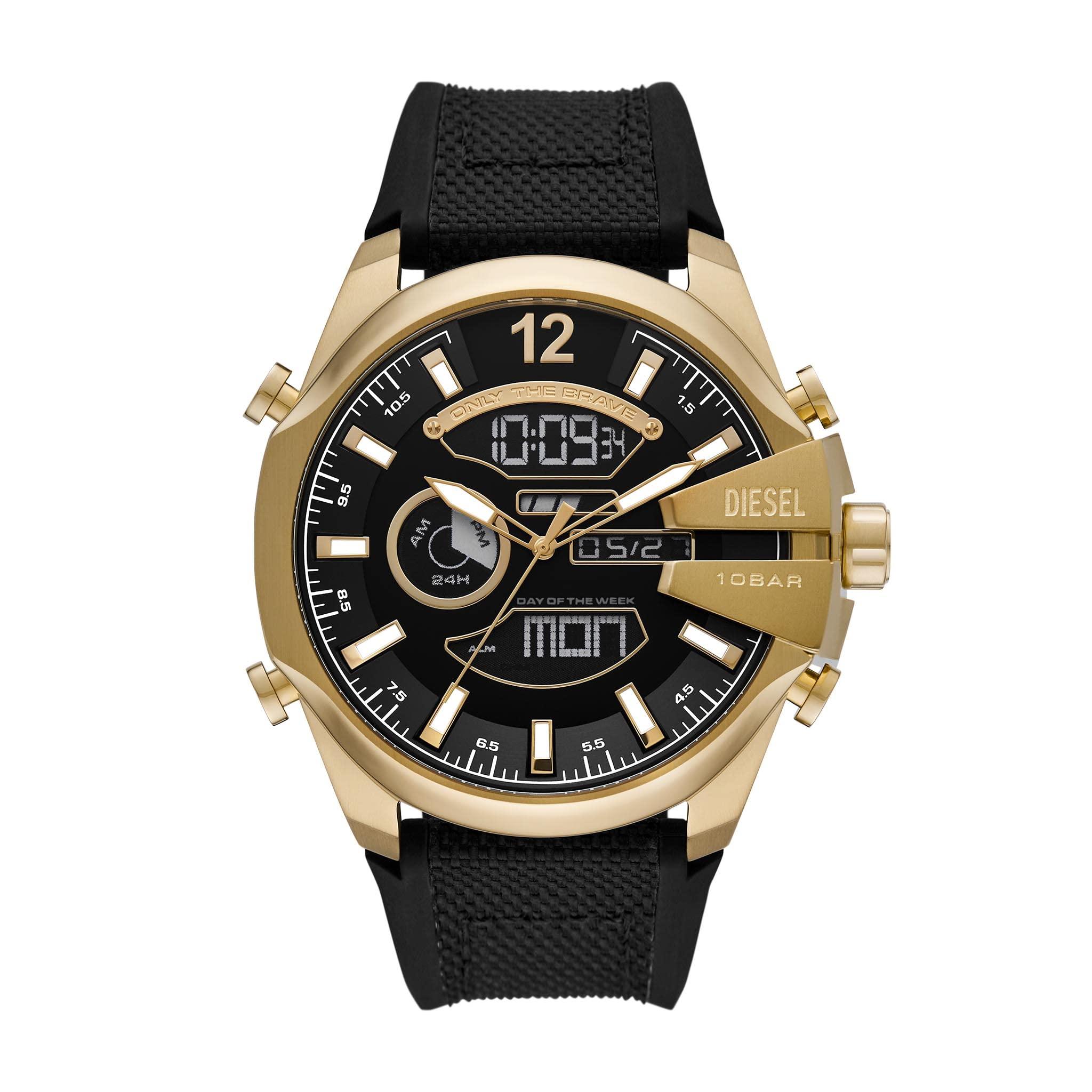 DIESEL 51mm Mega Chief Stainless Men | Black Steel Lyst Silicone for Watch Analog-digital And in