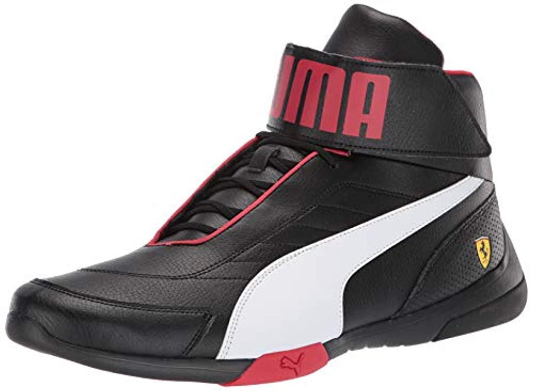 PUMA Synthetic Ferrari Kart Cat Mid Sneaker, Black White, 6.5 Uk for