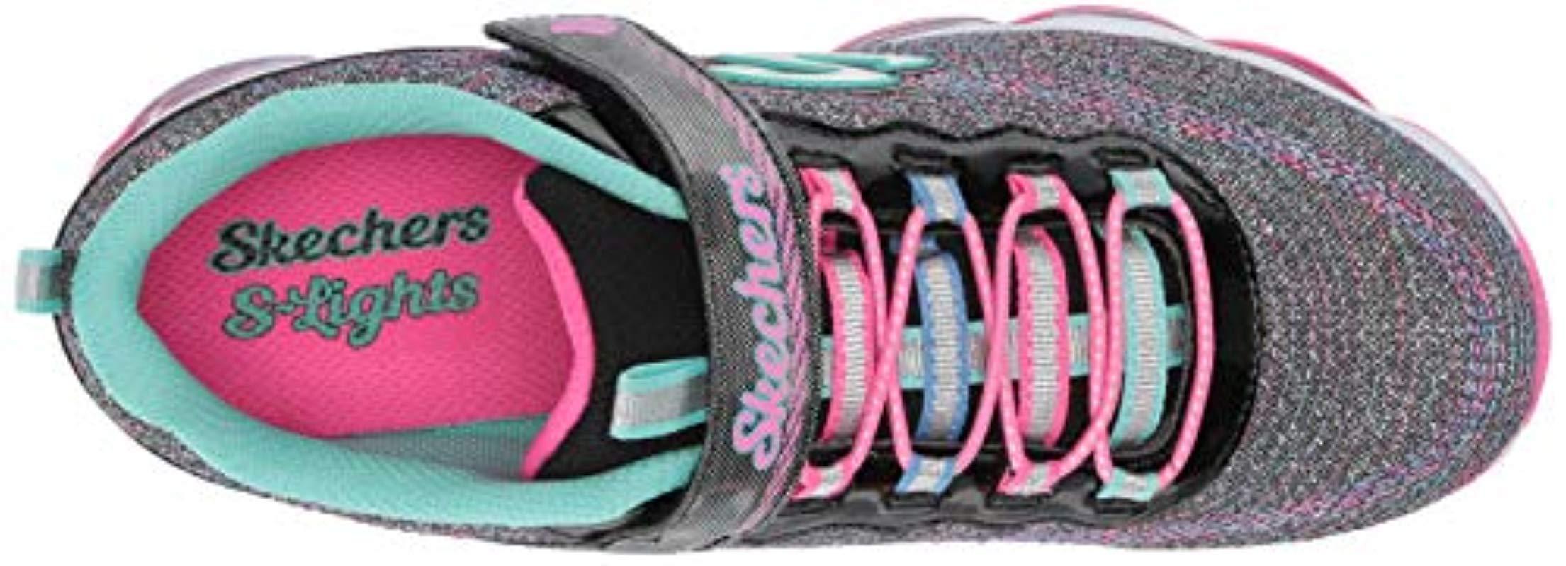 5 Black//Multi Skechers 10833L Girls S Lights Glimmer Lites Shoes