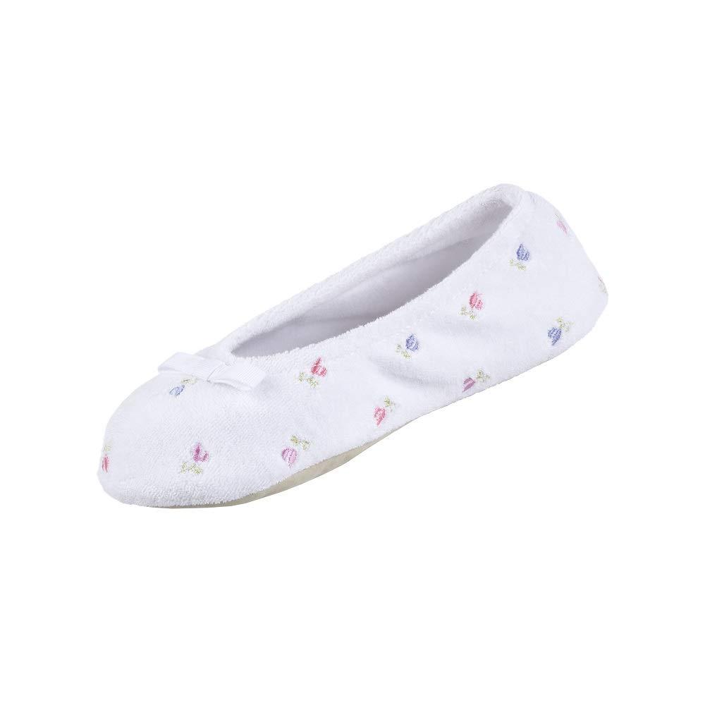 isotoner signature terry ballet flat slippers with satin bow