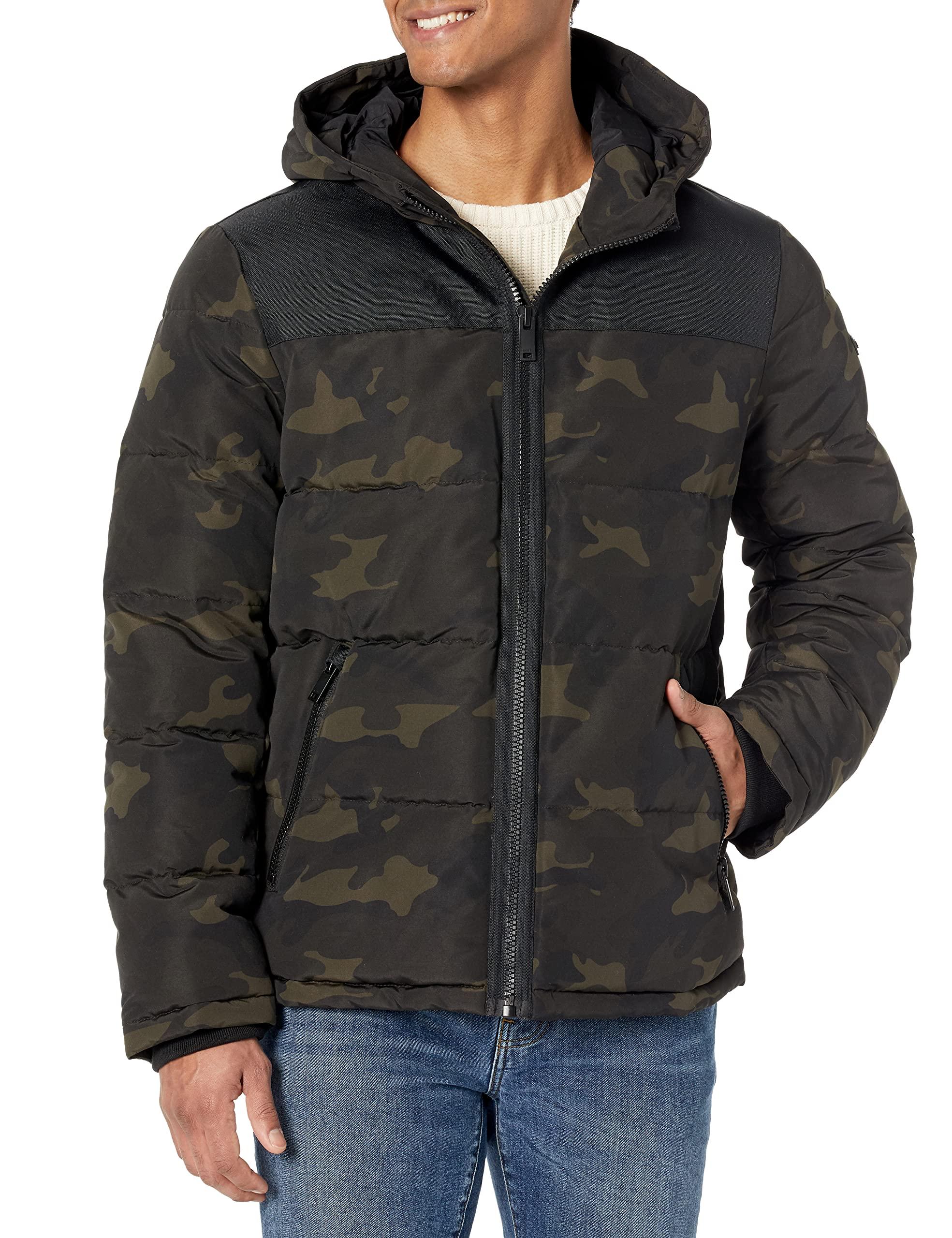 DKNY Shawn Quilted Mixed Media Hooded Puffer Jacket in Black for Men Lyst