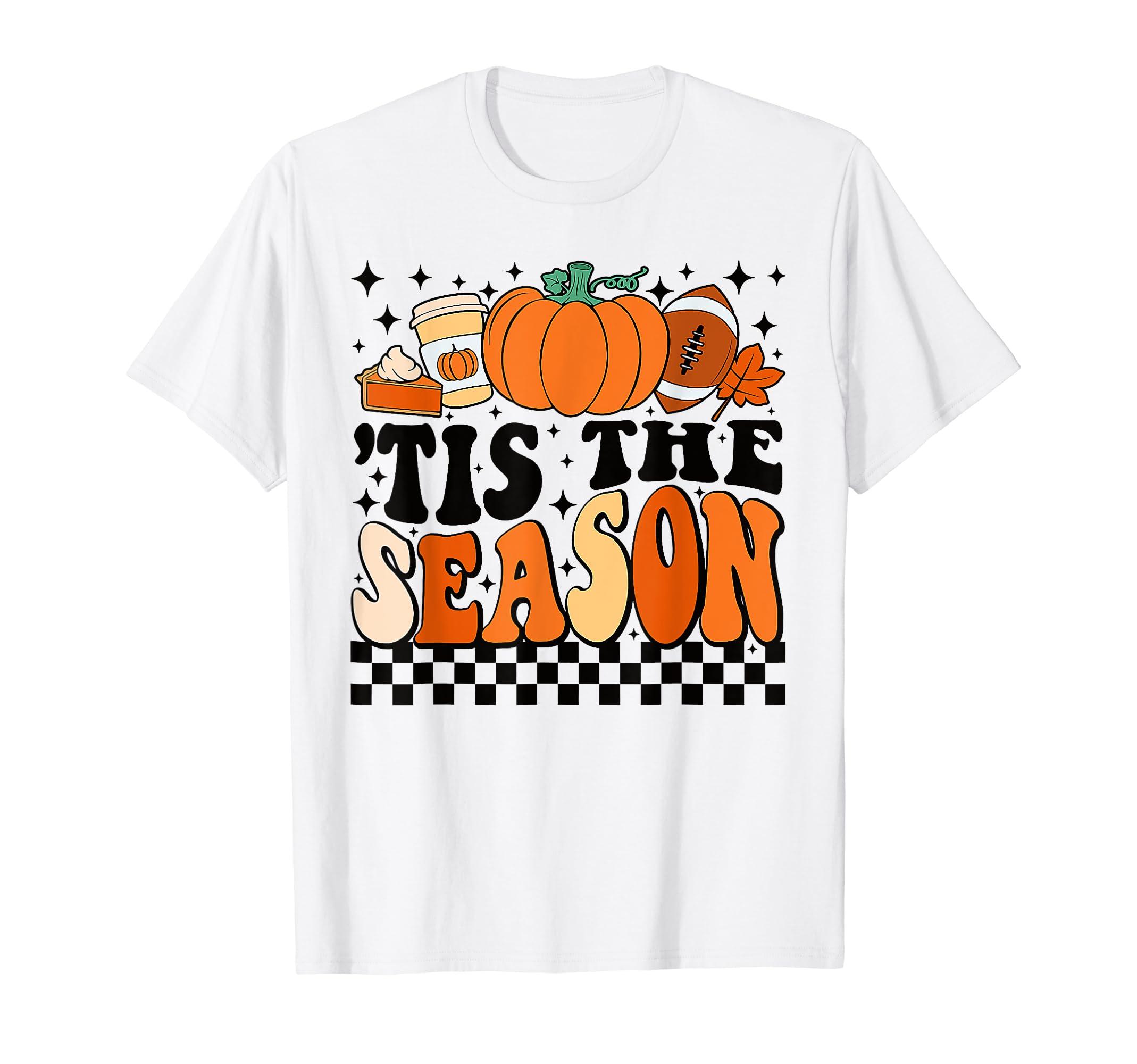 Pumpkin Spice Football Tis The Season Fall Thanksgiving T-Shirt