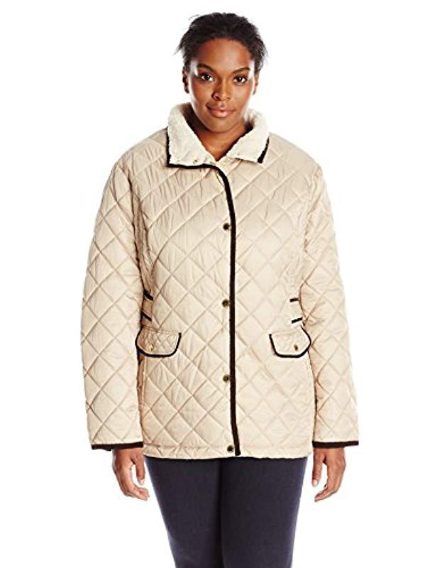 Nautica Plus Size Diamond Quilted Barn Jacket In Natural Lyst