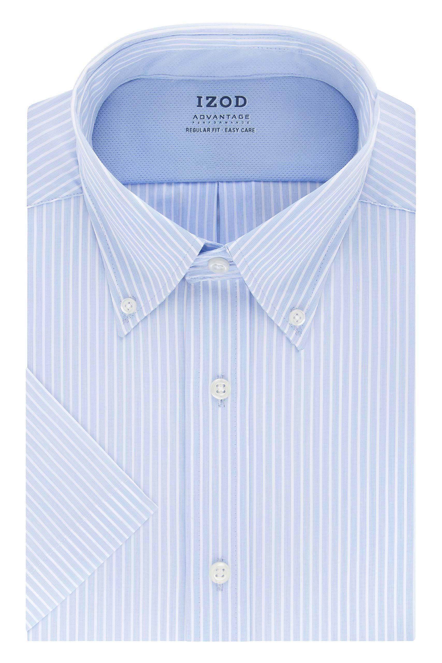 Izod Short Sleeve Dress Shirt Regular Fit Stretch Fx Cooling Collar