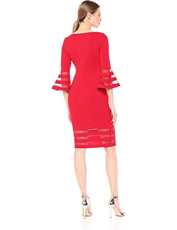 calvin klein red bell sleeve dress