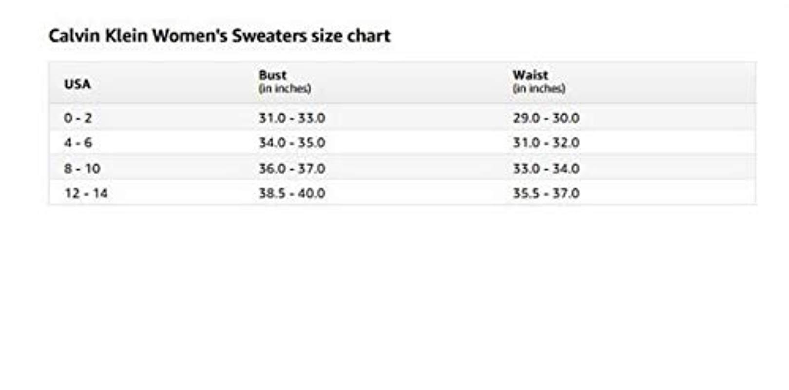 Calvin Klein Jeans Size Chart