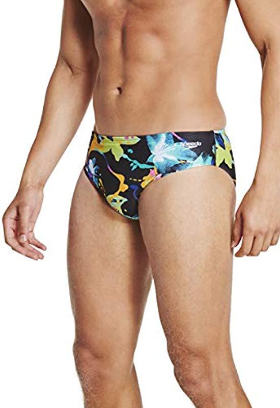 Speedo Swimsuit-printed Brief, Endurance 1 Inch Side Seam in Black/Yellow  (Blue) for Men - Lyst