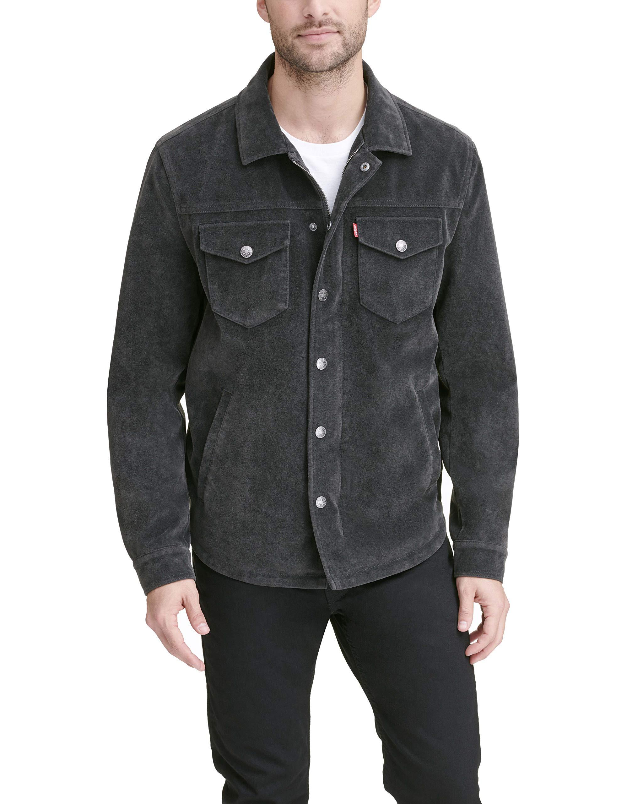 Levi's Smooth Lamb Touch Leather Shirt Jacket in Gray for Men - Save 11 ...