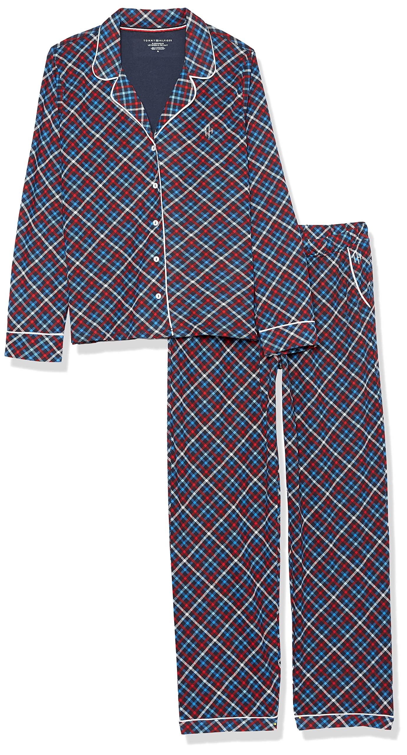 Tommy Hilfiger Womens Long Sleeve Girlfriend Sleep Pj Pajama Set in