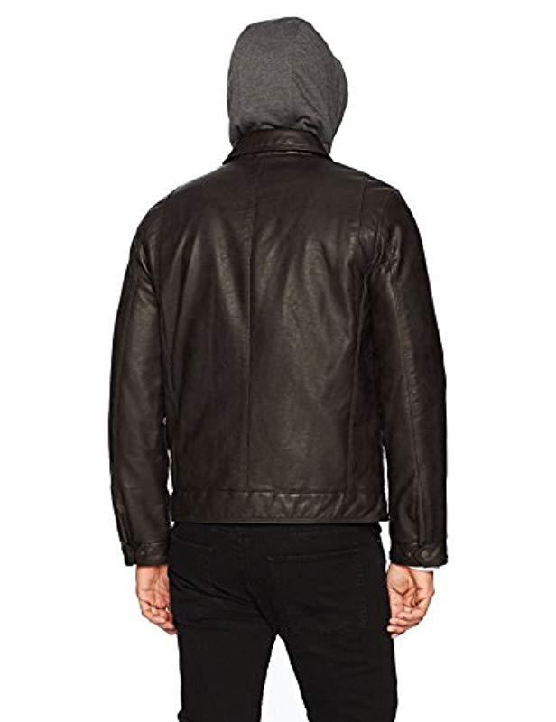 levi leather jacket with hood