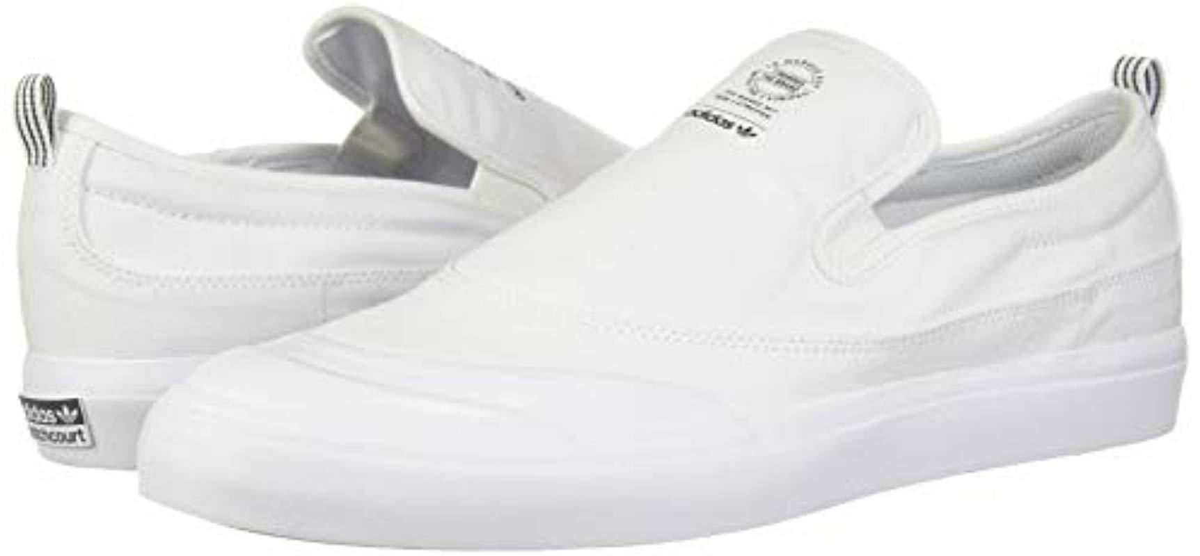 adidas Canvas Matchcourt Slip Running Shoe in White/White/White (White ...