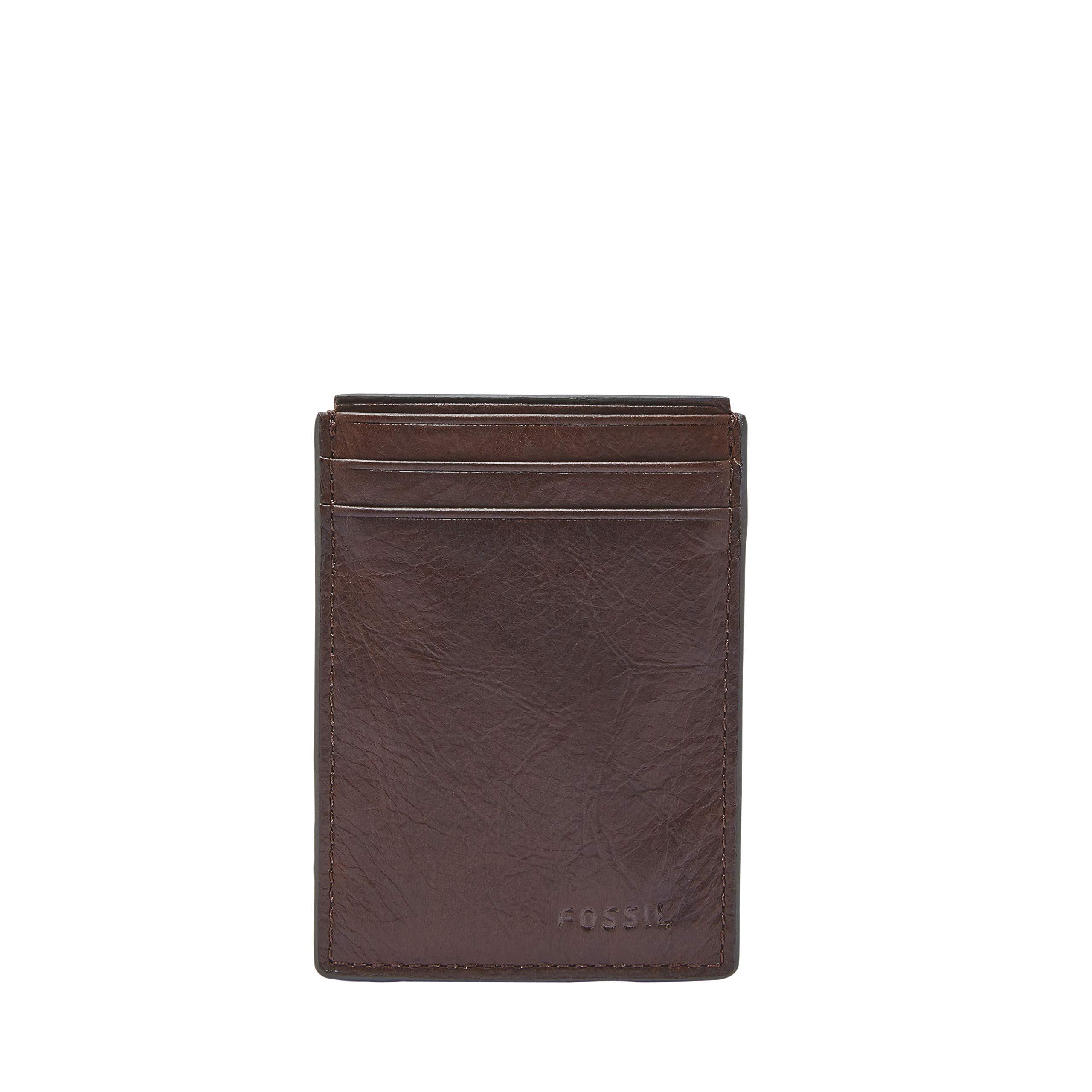 Fossil Neel Leather Minimalist Front Pocket Card Case Wallet in Brown