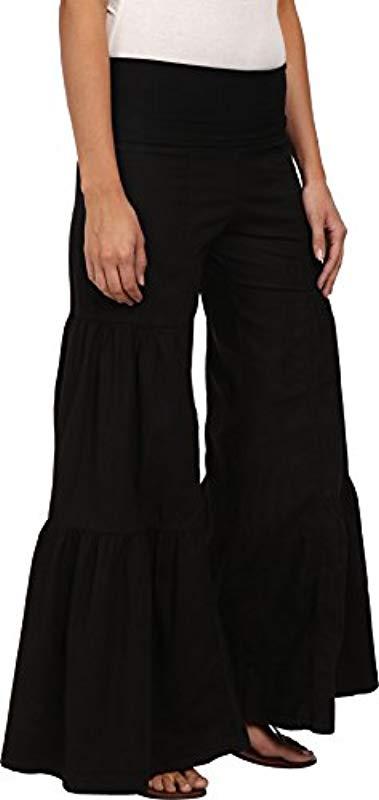 XCVI Cotton Side Tier Palazzo in Black 