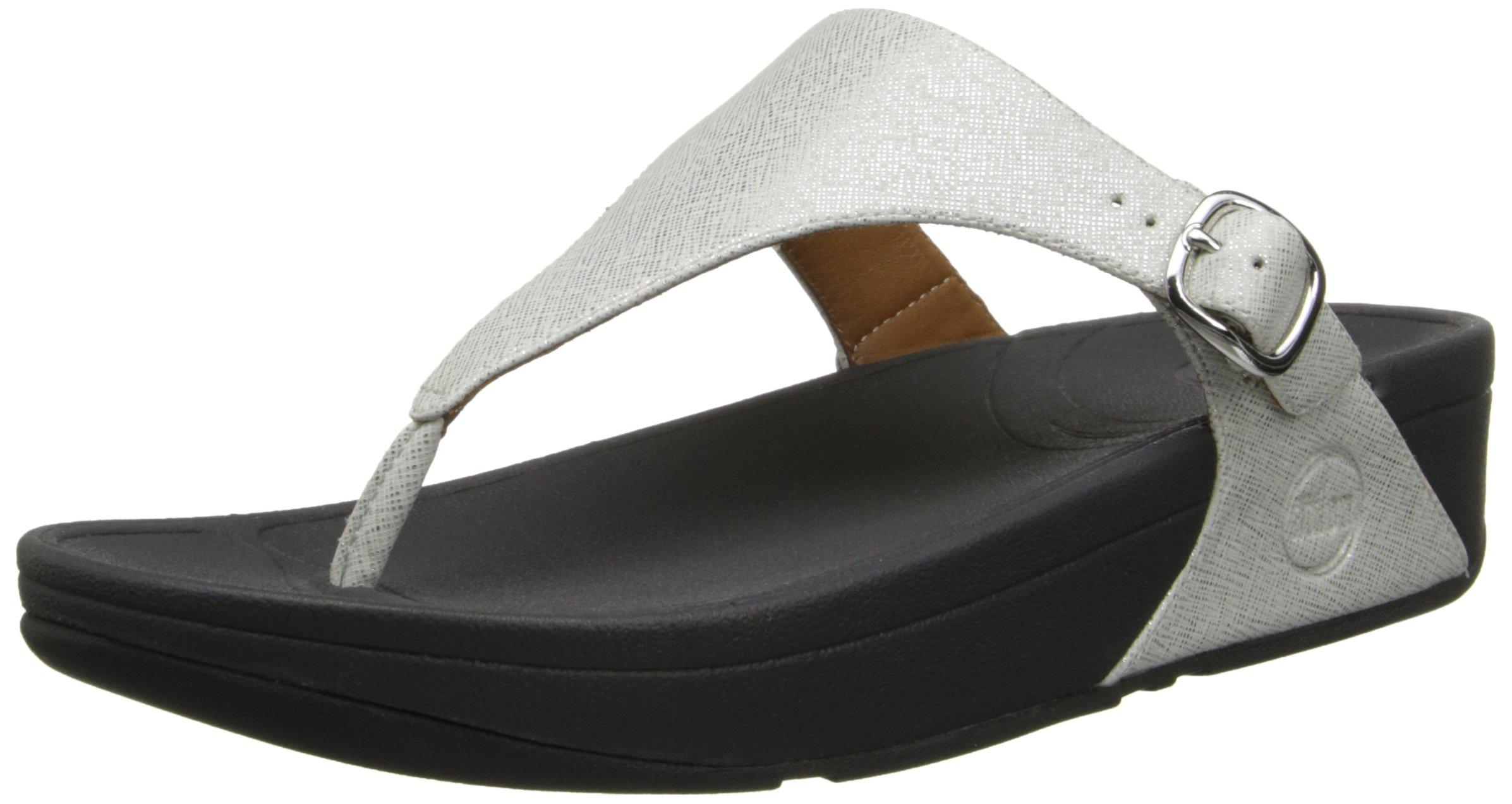 Fitflop Leather Skinny Deluxe Flat Sandals in Silver (Metallic) - Save ...
