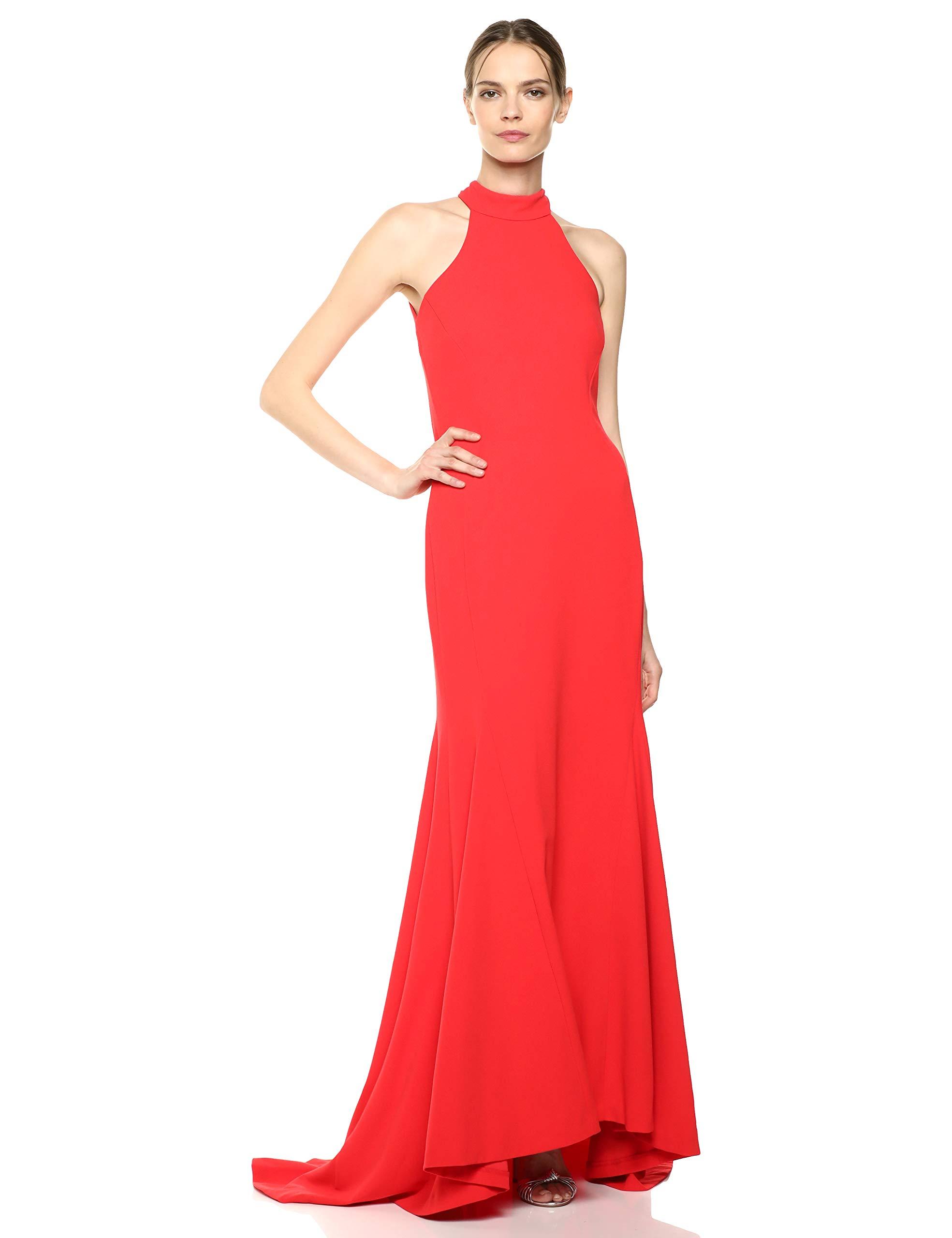 calvin klein split neck halter gown