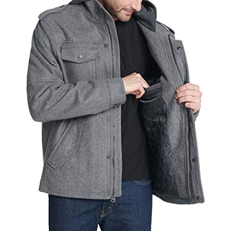 levi's men's wool blend military jacket with hood