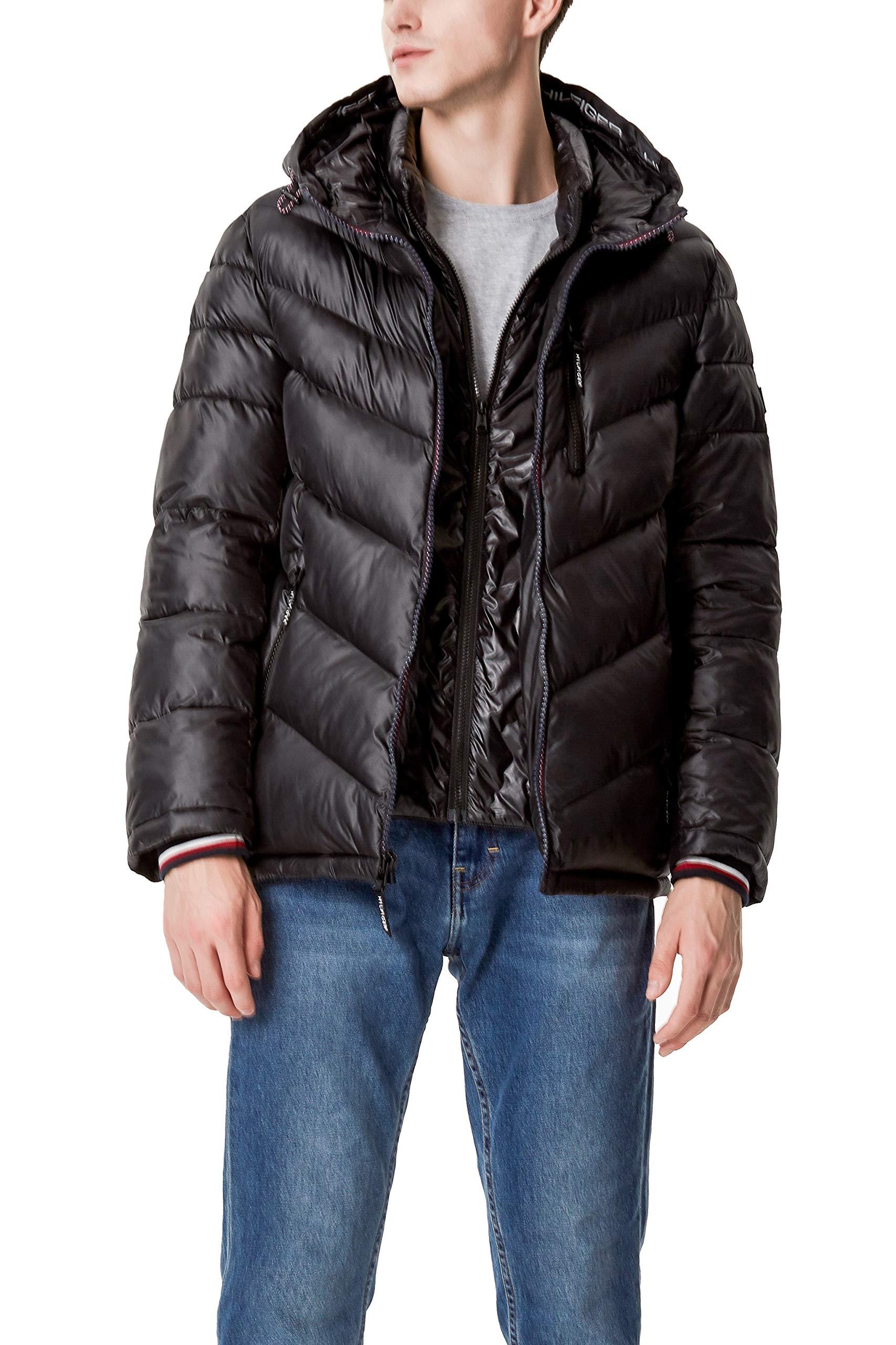 Tommy Hilfiger Rubber Midweight Chevron Quilted Performance Hooded ...