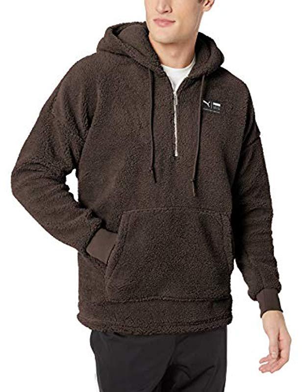 downtown sherpa half zip men's hoodie