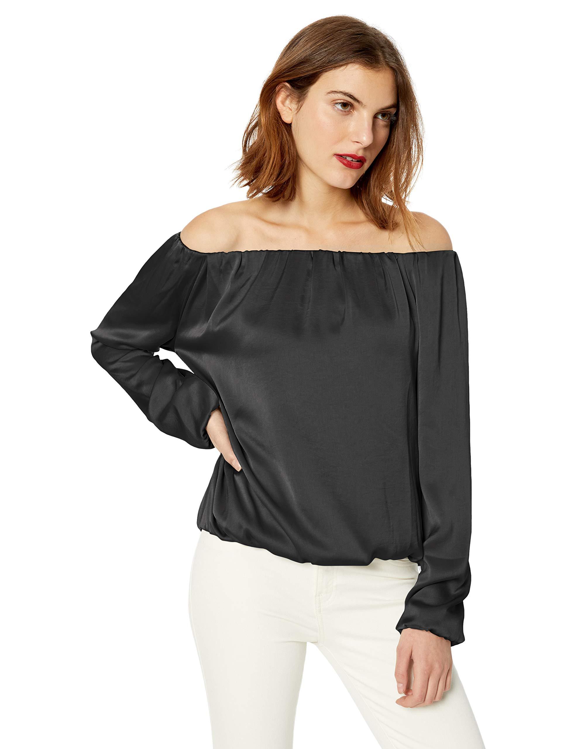 black satin off shoulder top